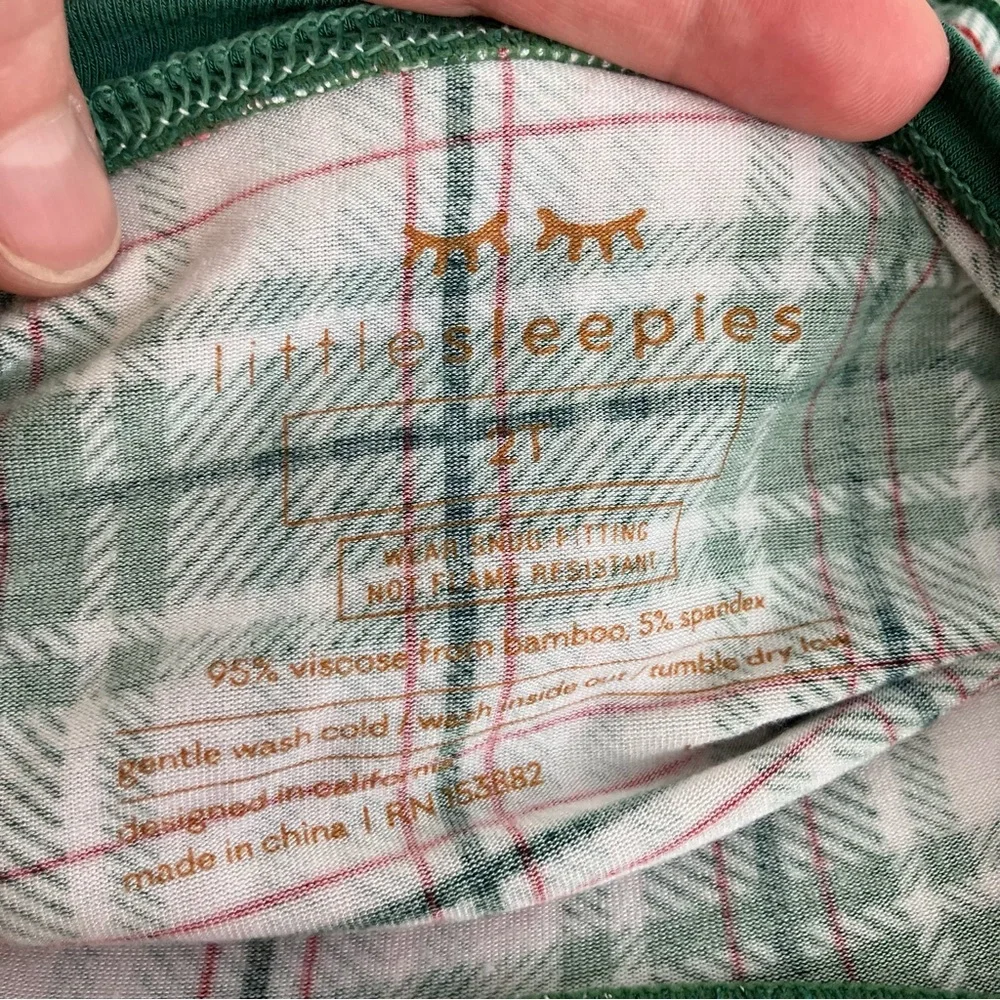 Little Sleepies Noel plaid 2 piece‎ pajama set Christmas size 2T